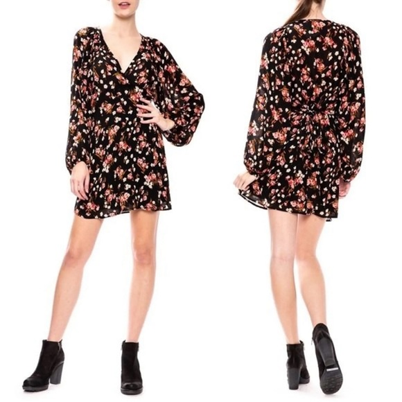 ALC Carlo Silk Mini Wrap Dress Balloon Sleeves Sz 8 - Picture 16 of 16